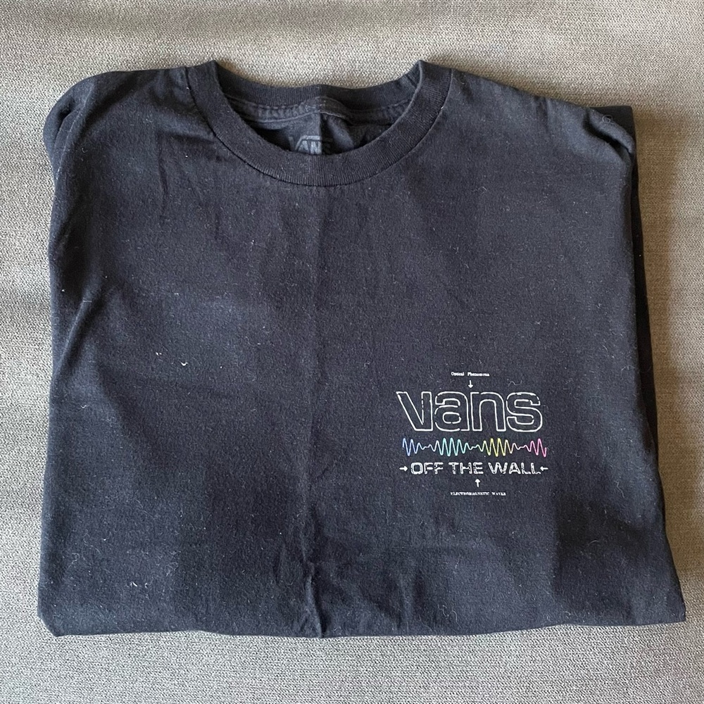 Vans Black Tee with Rainbow Wave Patch